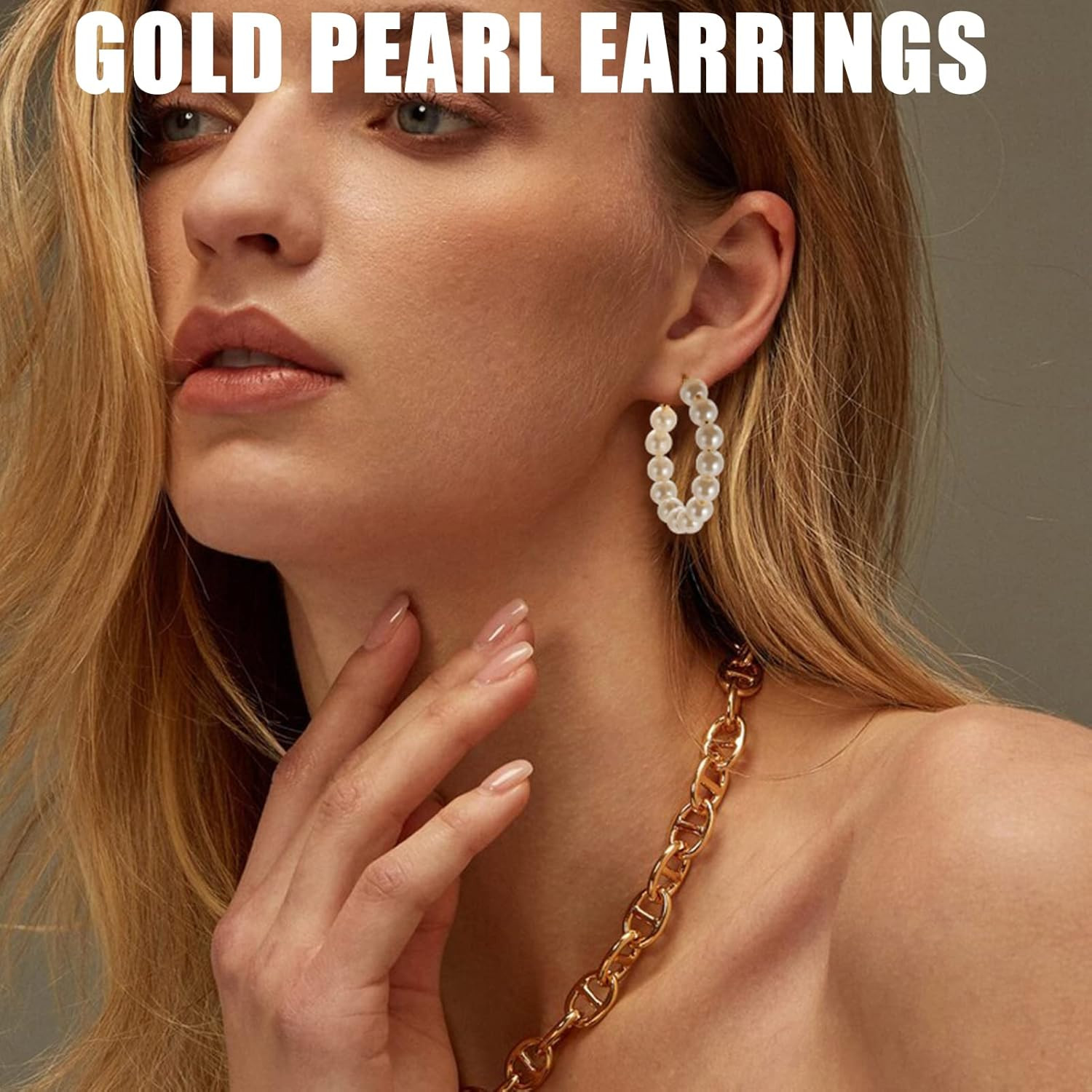 36 Pairs Gold Earrings Set for Women, Fashion Pearl Chain Link Stud Drop Dangle