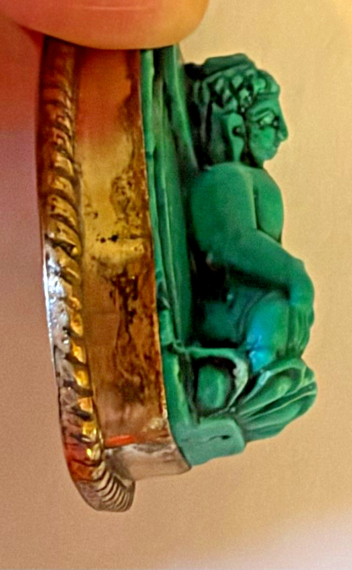 Silver Necklace Crystals on Chain Handcrafted Inlaid Turquoise Shakyamuni 3D