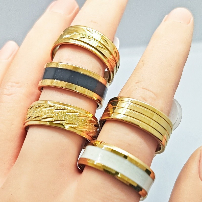 Wholesale 50 Pcs 8mm Mixed Styles Stainless Stackable Rings Unisex Bulk Jewelry