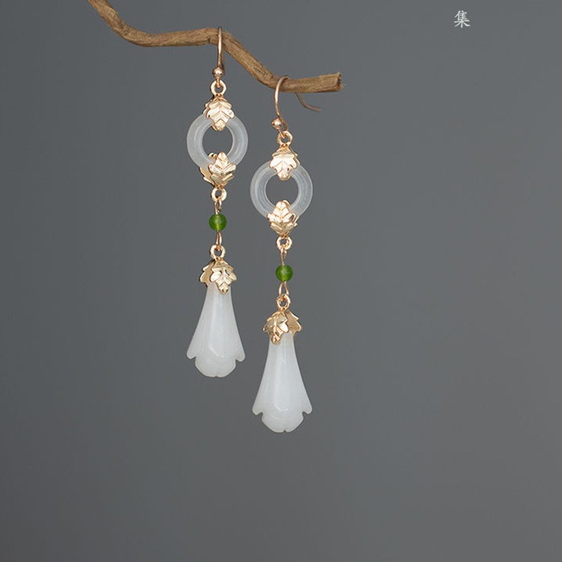 Magnolia Flower Earrings Classical Hanfu Qipao New Chinese Style
