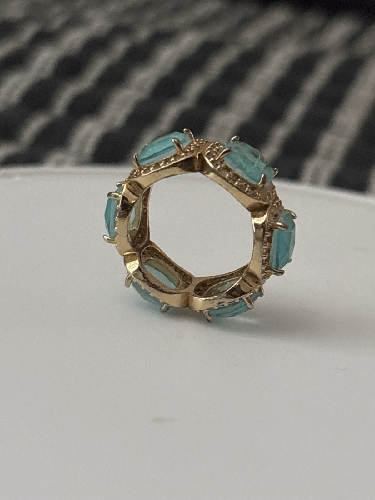 Bomb Party Resort Wear Ring Size 5 🦄UNICORN🦄 Aquamarine CZ On Gold Plating