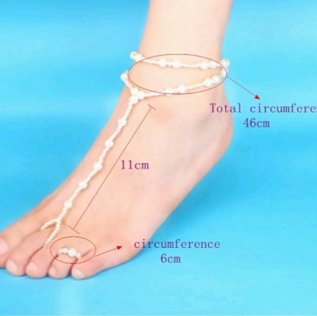 Pearl Barefoot Sandal Ankle Foot Bracelet Toe Ring Anklet Set Stretchy Summer