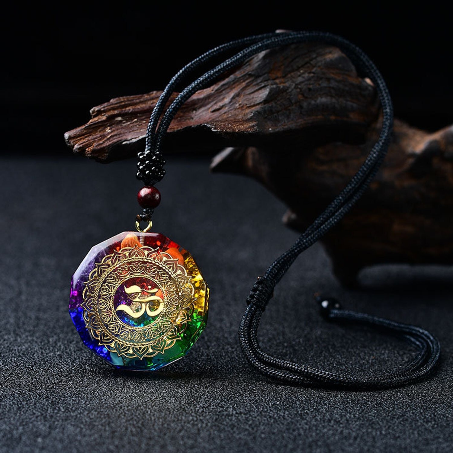 7 Chakra Stone Orgonite Healing Pendant Natural Gemstone Resin Charm Necklace