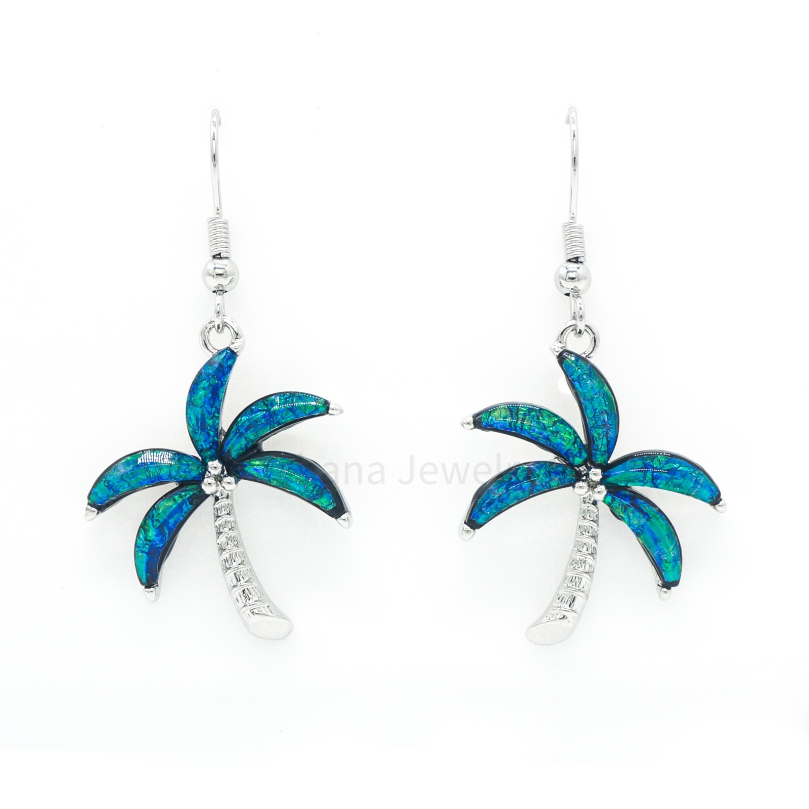 Resin Metal Alloy Hawaiian Fashion Dangle Hook Earrings – Palm Tree