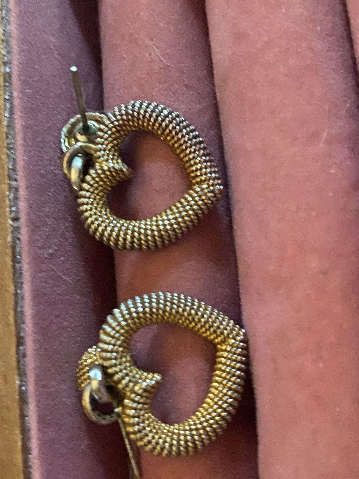 Gold Tone Heart Love Dangle/Drop Earrings Butterfly Back Metal No Stone