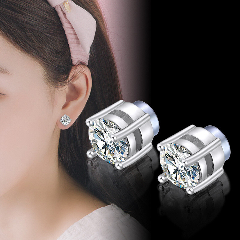 Steel Magnetic Stud Earrings 6/ 8MM For Women Men Non-Piercing Clip On Stainless