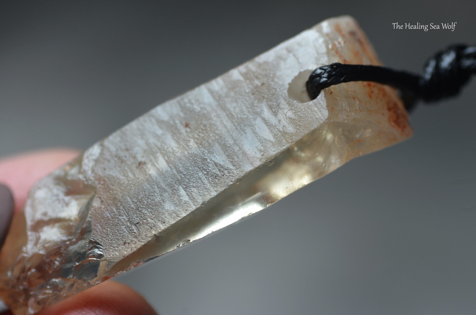Etched Citrine Necklace Arcturian Triangular “Starship” Markings | from Zambia