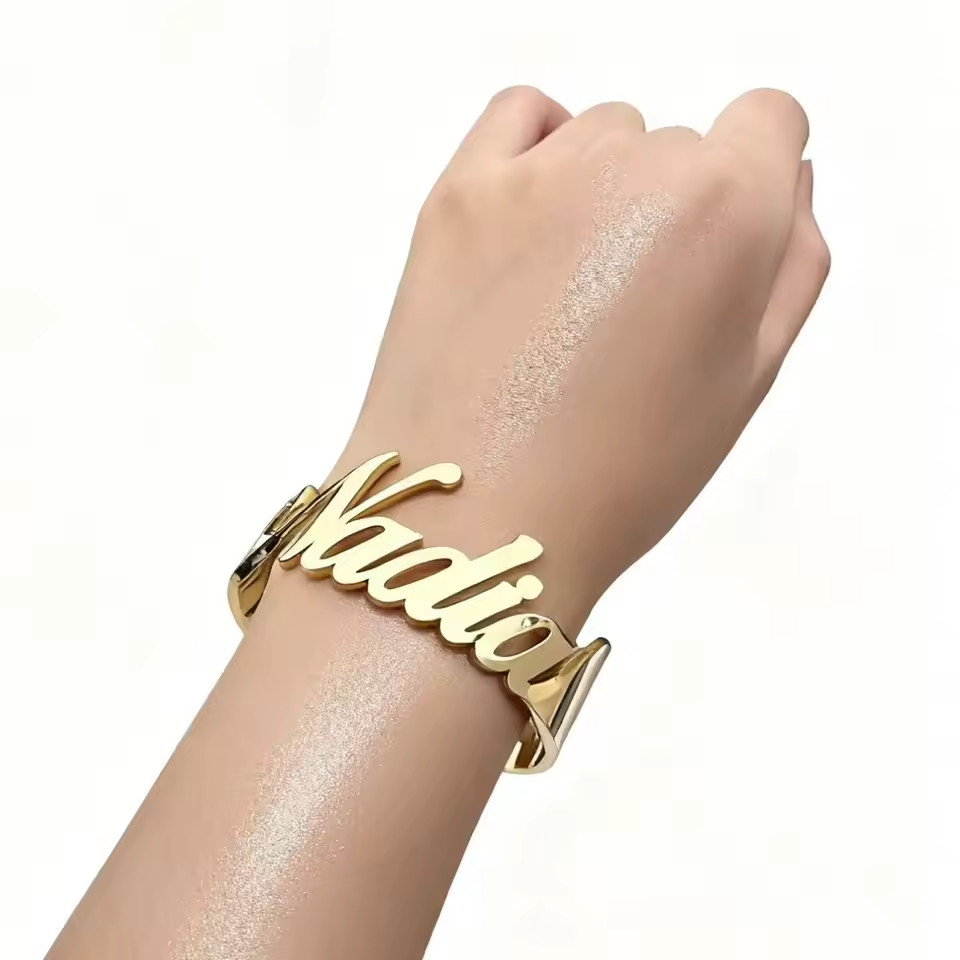 Custom Name Bangle Cuff Jewelry High Quality Stainless Handcrafted Adjustable