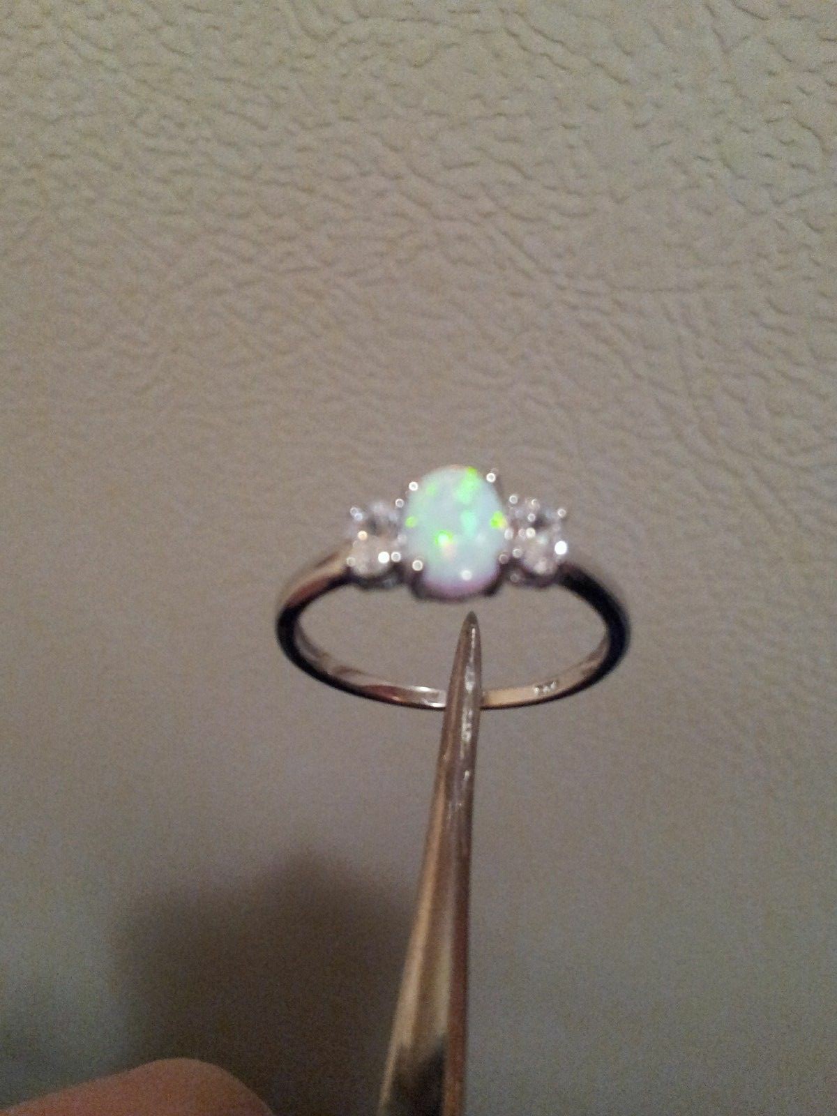 Sterling silver .925 White Opal Clear CZ Ring Sizes 5 6 7 8 9 10