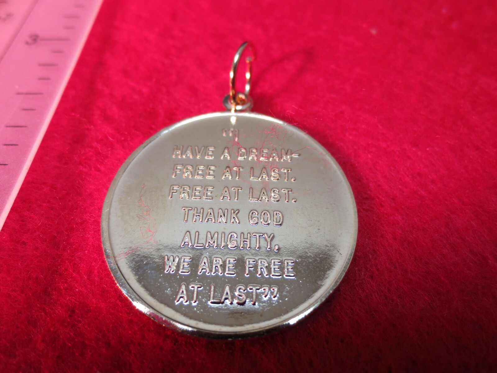 14 KT GOLD EP TWO SIDED MARTIN LUTHER KING CHARM W/ 16 “-30” 2.5MM ROPE -1615
