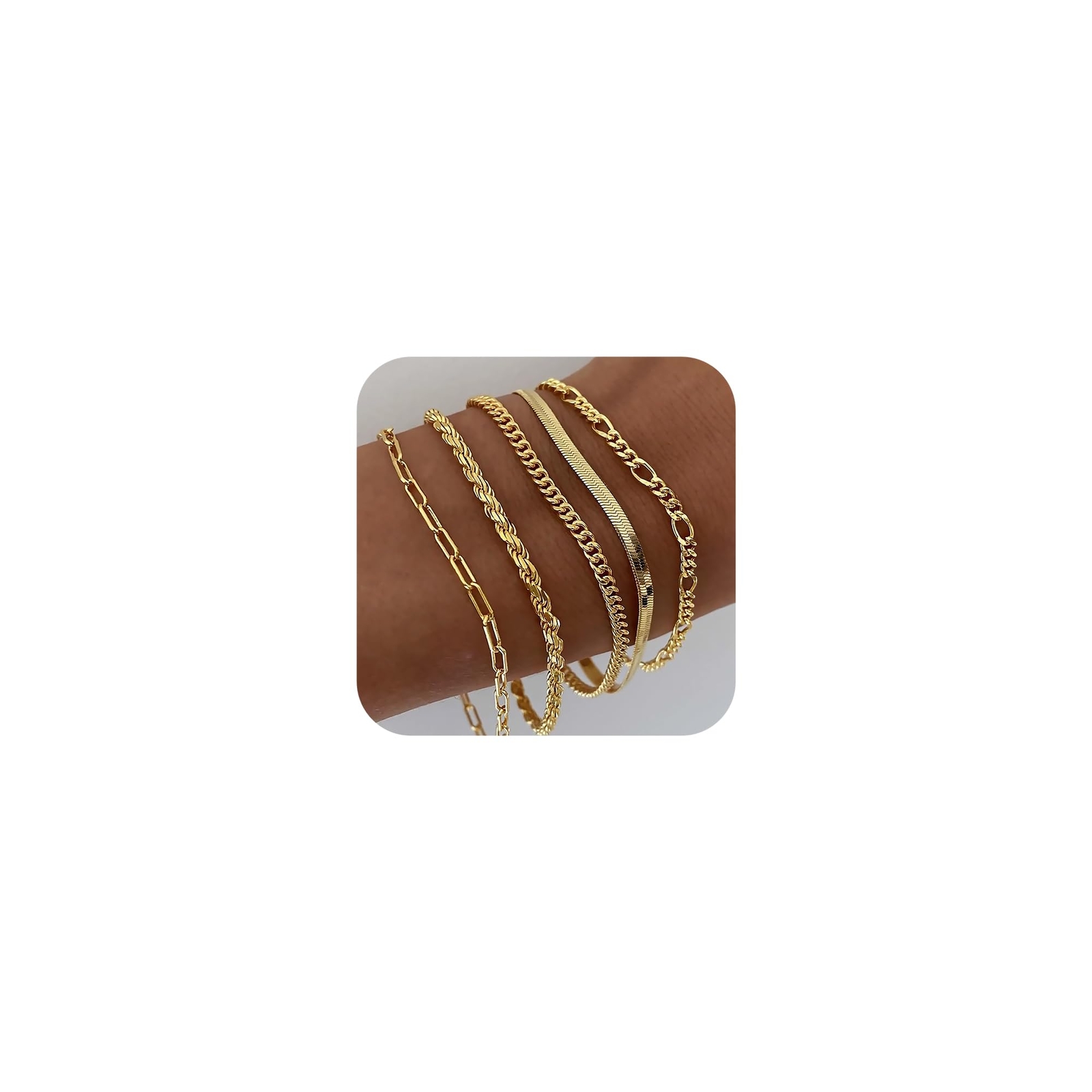 Gold Bracelets for Women Waterproof, 14K Real Gold Jewelry Sets for Women Trendy