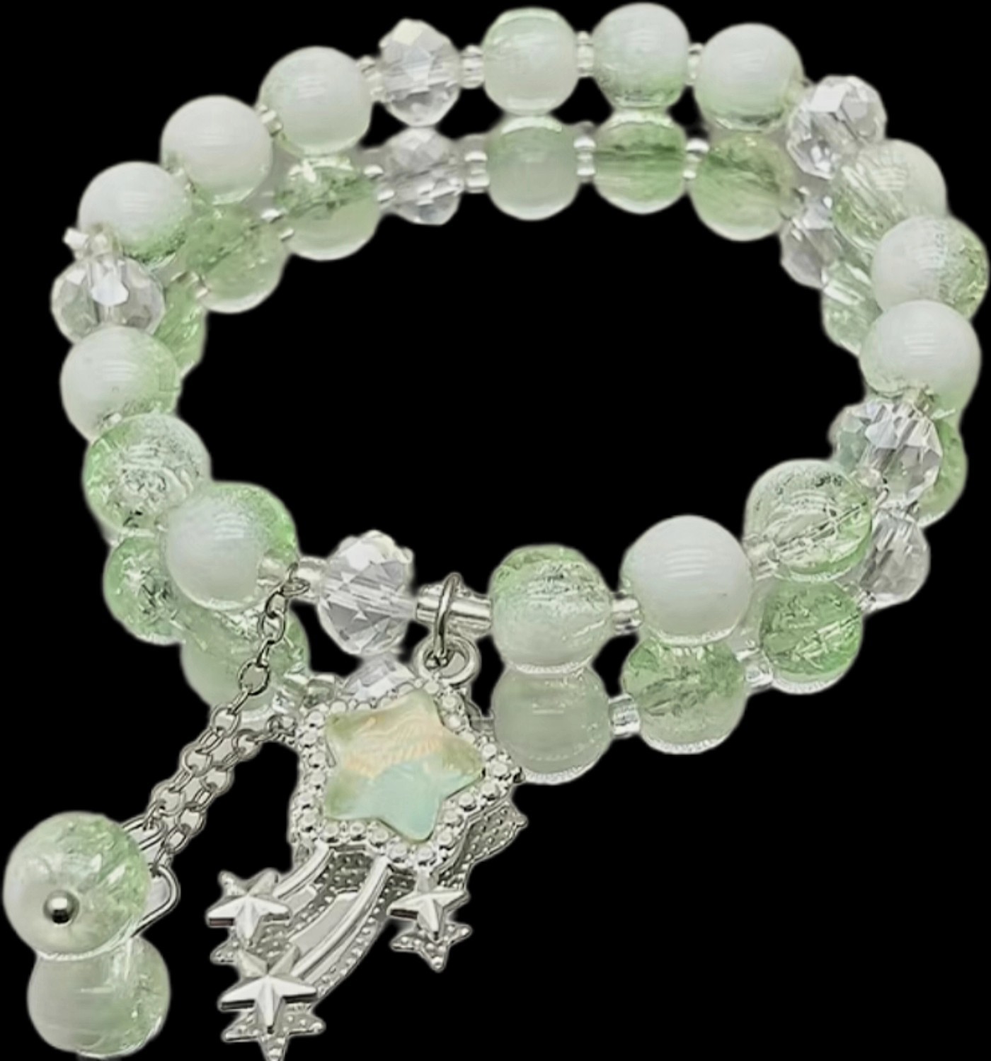 Green Meteor Showers Crystal Milky Way Stretchy Bracelet