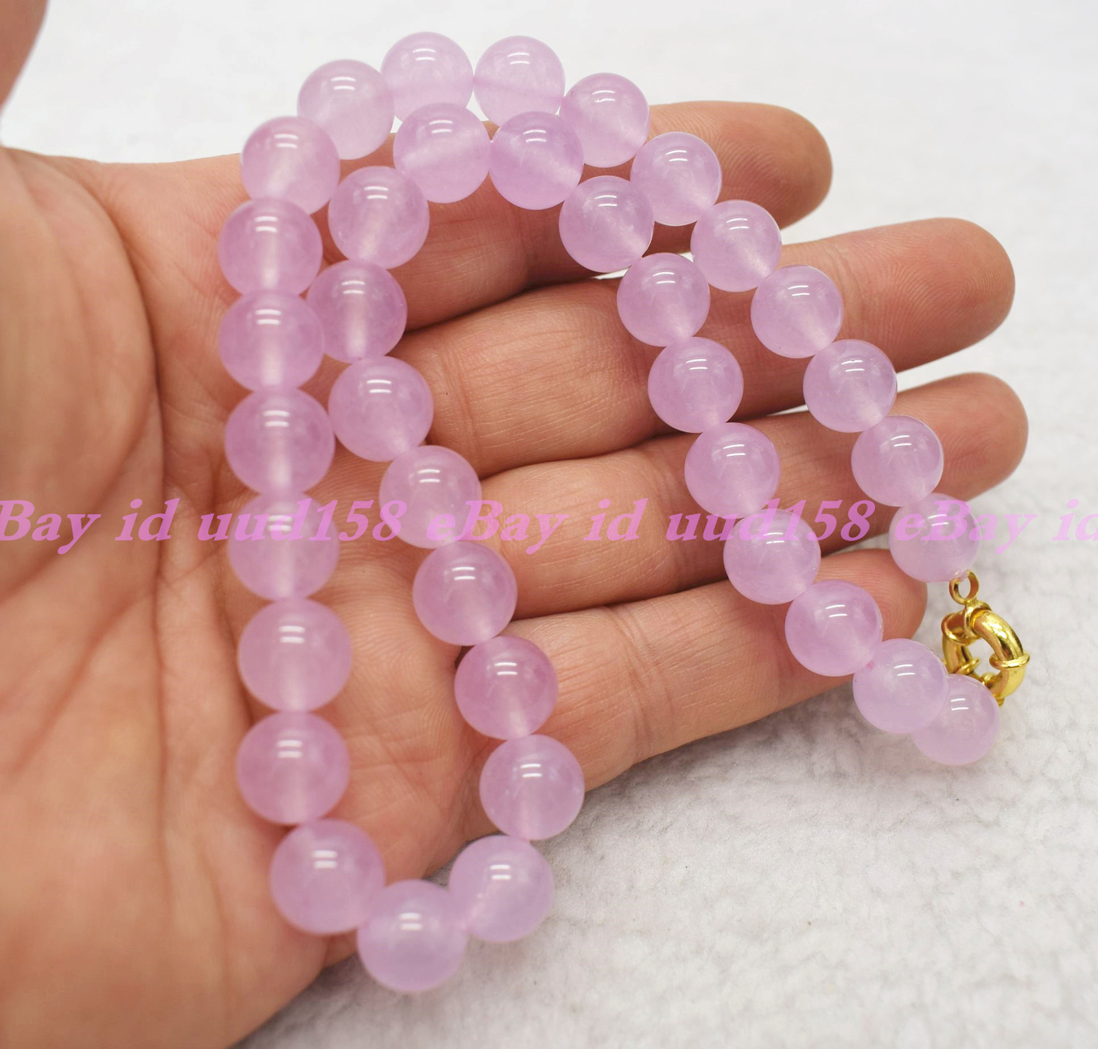 Natural 8mm 10mm 12mm Light Purple Jade Round Gemstone Beads Necklace 18-36″ AAA