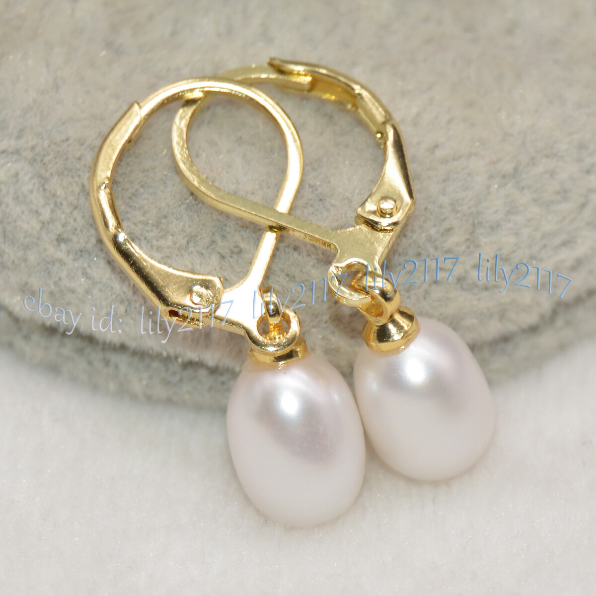 Multicolor 7-8mm Natural Freshwater Rice Pearl Dangle Gold Leverback Earrings