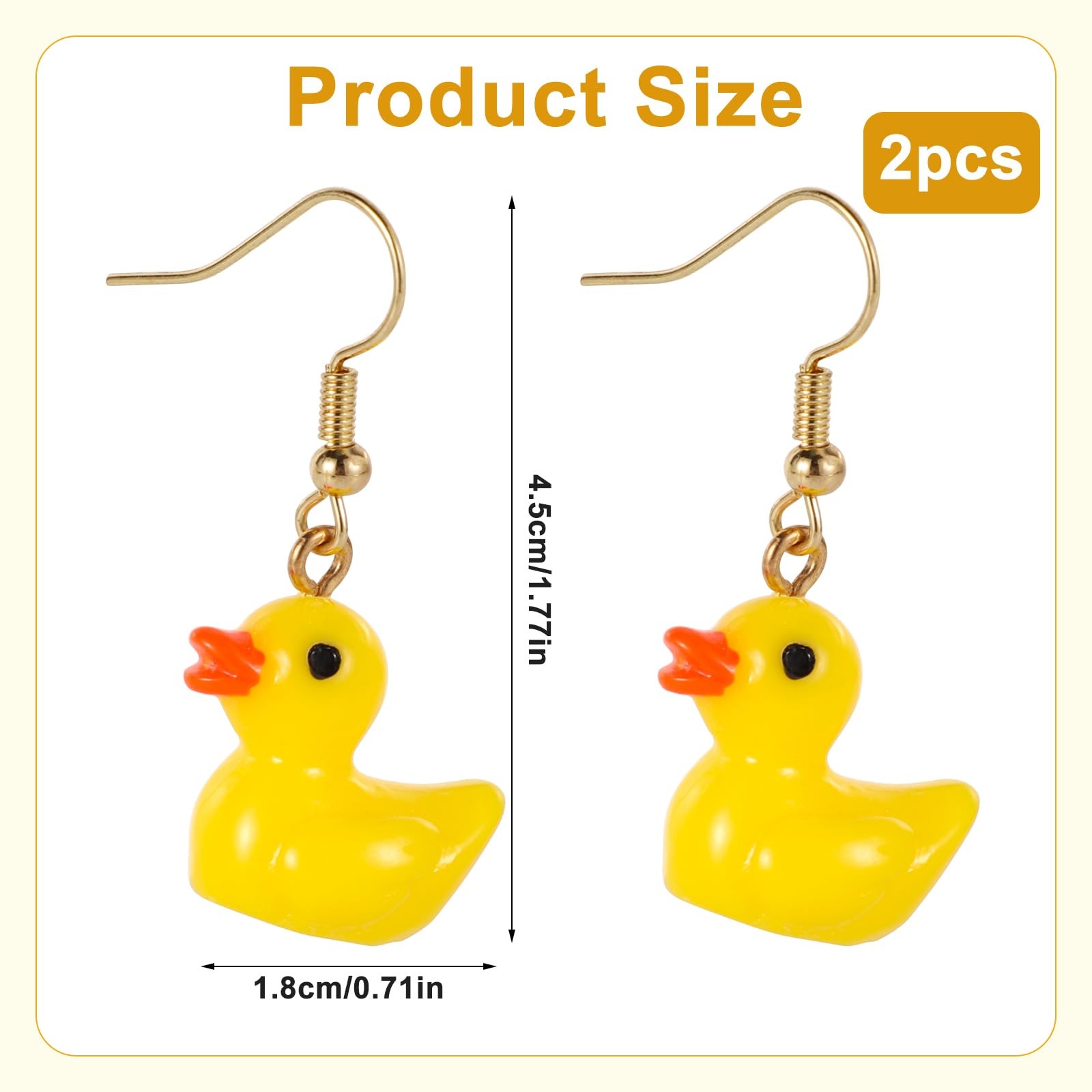 Yellow Duck Earrings, Cute Duckie Earrings Acrylic Dangle Drop Earrings Perso…