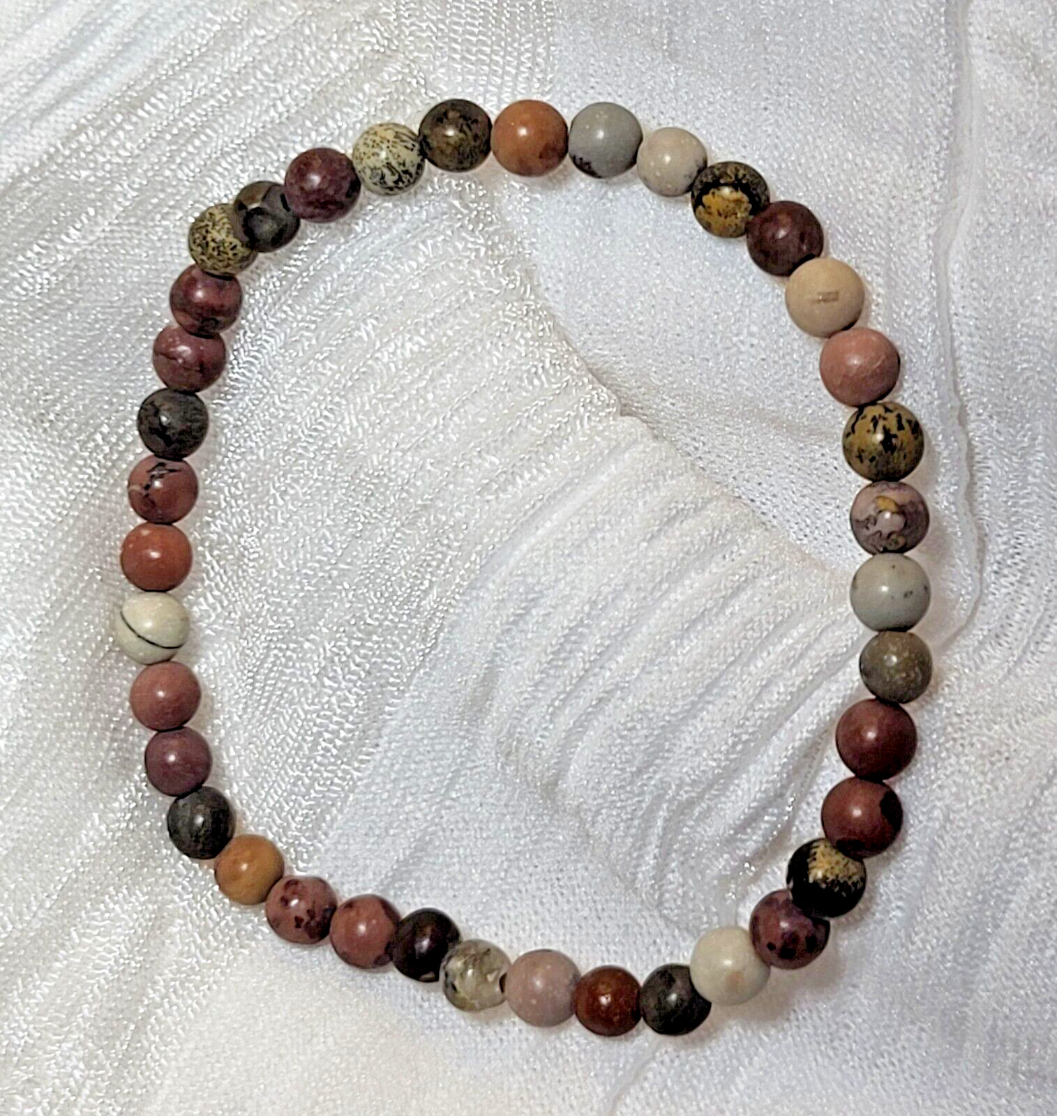 Rhodinite Brown, Cream, Grays – vary colors- Stretch Bracelet And Earrings Set