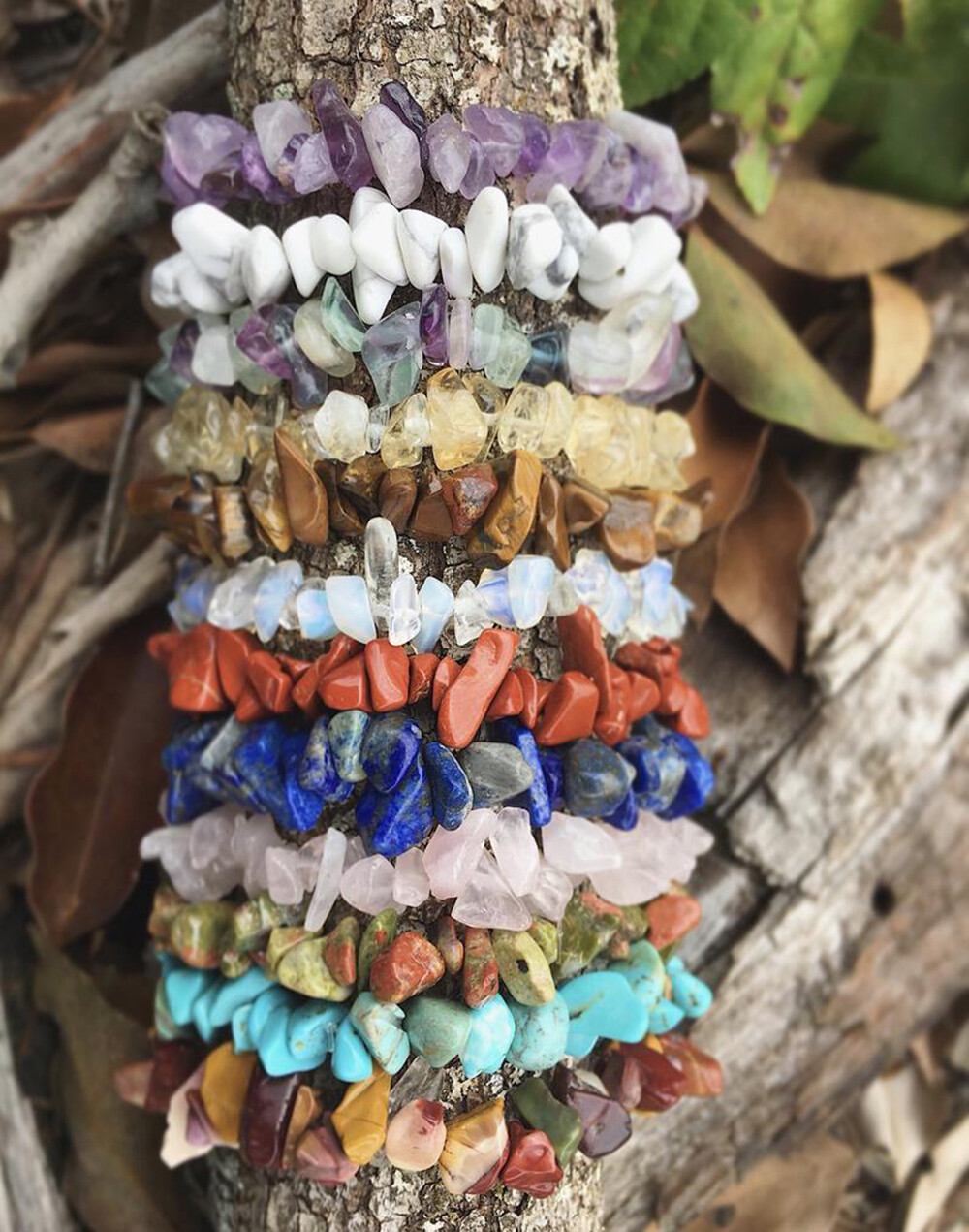 Natural Gemstone Chip Beads Stretchy Bracelet Reiki Chakra Fashion Jewelry