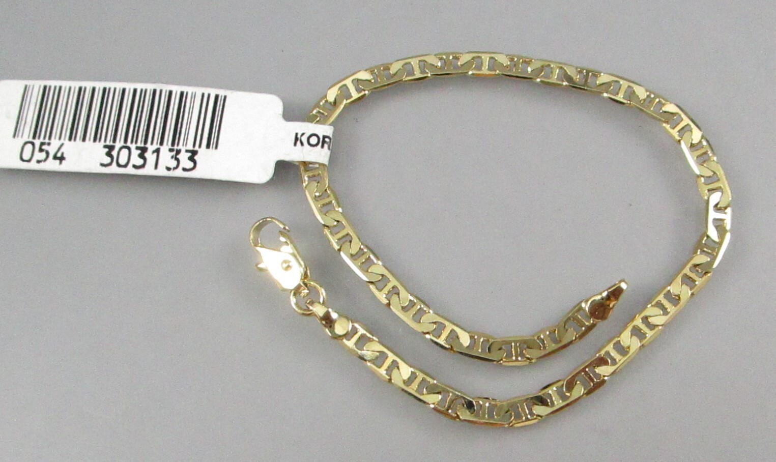 NOS Gold Tone Mariner Chain 3 mm Thick 7 1/4″ Long Bracelet 6116