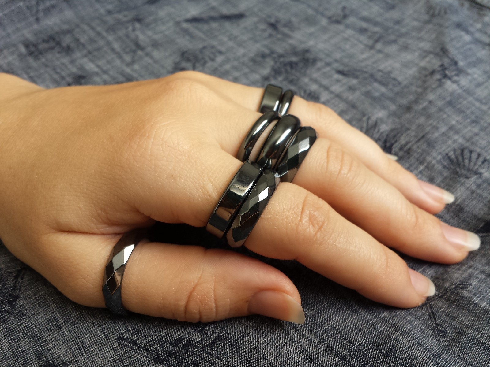 Hematite Ring.Buy 2+1free.Unusual silver-black.Men.Women 6mm All size 5678910112