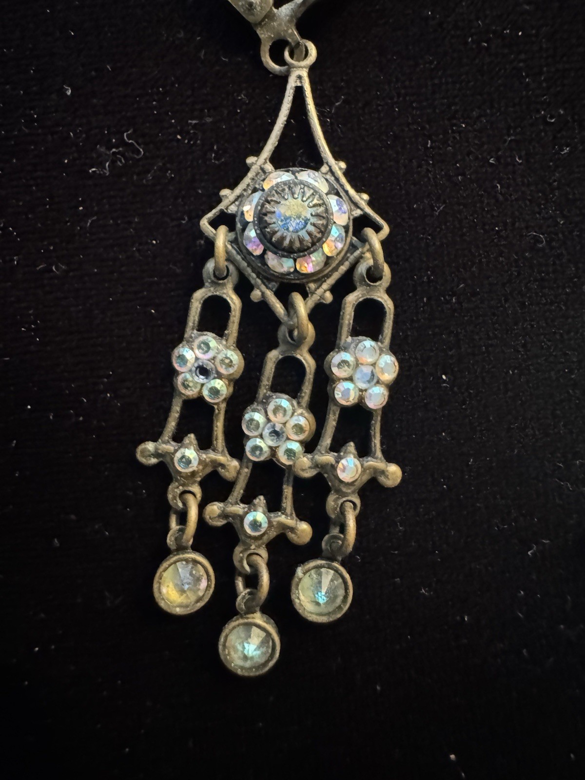Vintage Popesco LaVie Parisienne ArtDeco Dangle Crystal Earrings France 1980’s