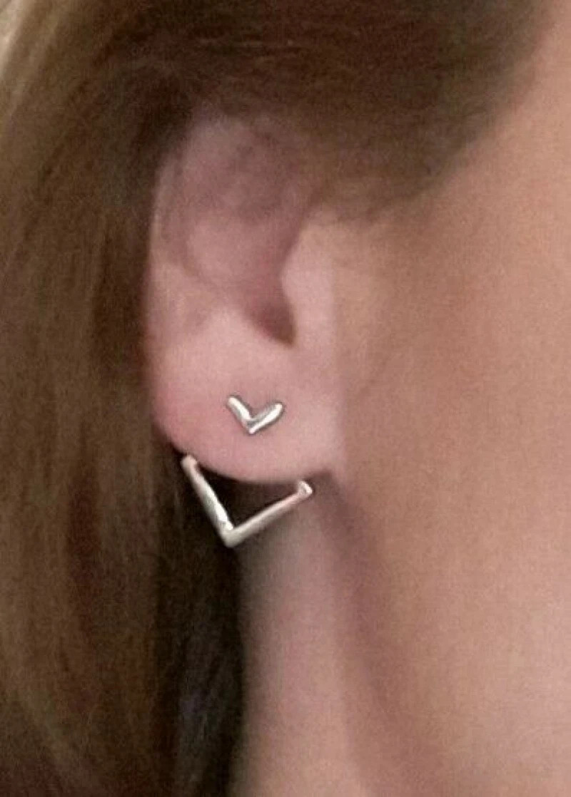 Creative Triangle Square Earrings Women Trendy Simple Minimalist Silver Plated