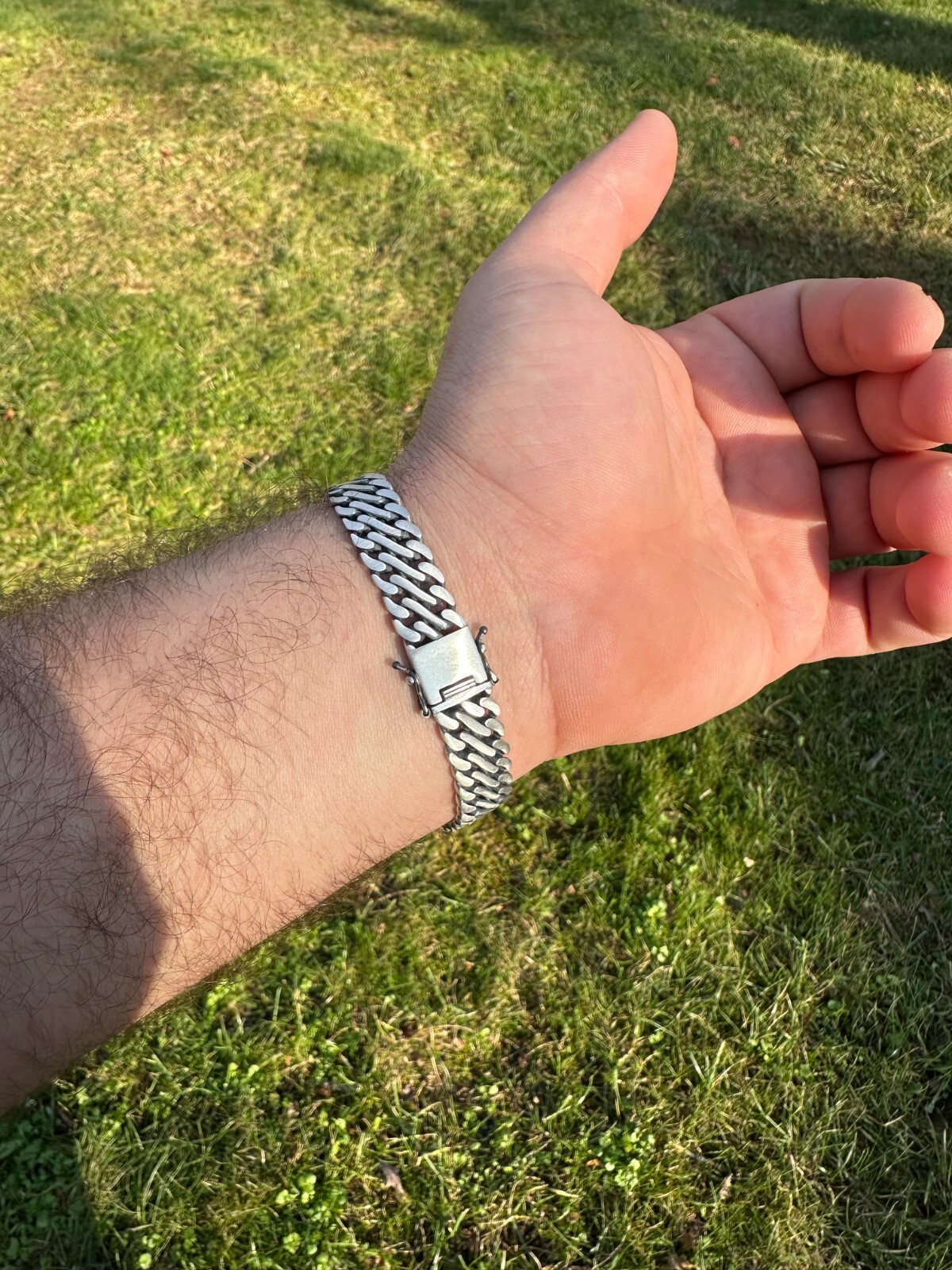 Custom Double Miami Cuban Figure Eight Link Bracelet 12mm Wide Real 925 Silver
