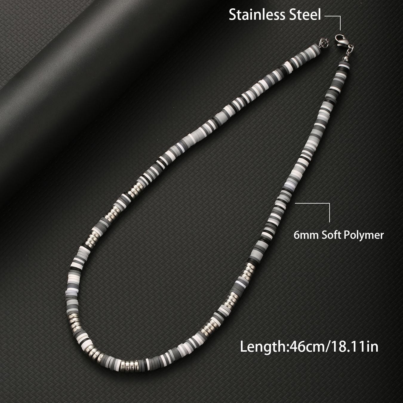 Bohemia Polymer Beads Necklace for Men Women Black White Collar Jewelry