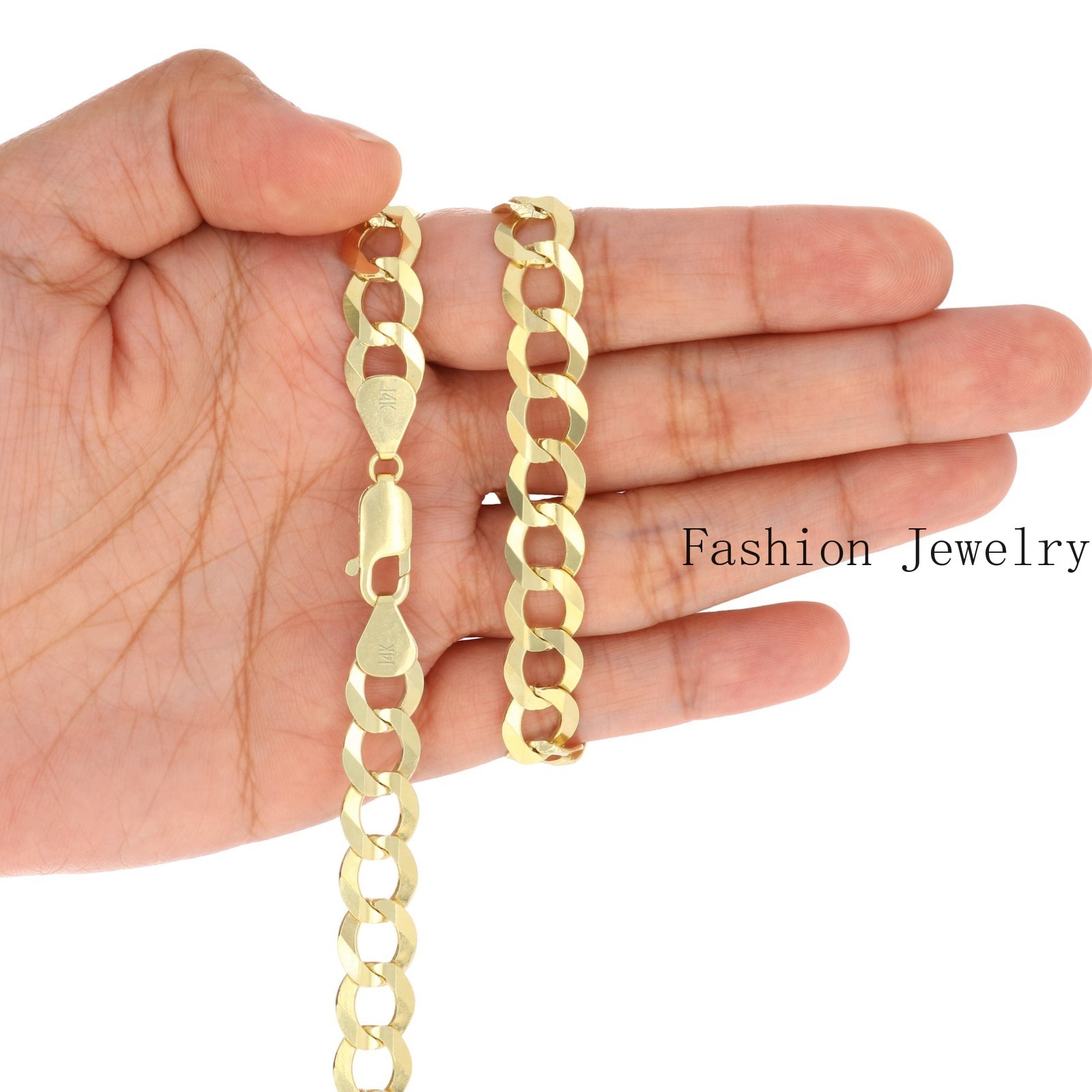 14K Yellow Gold 10mm Mens Solid Curb Cuban Chain Necklace Italian Made 20″- 30″