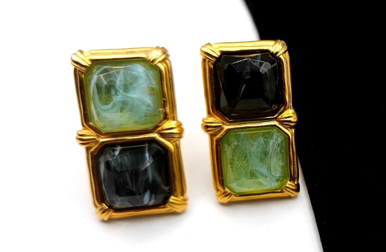CHANEL DESIGNER KARL LAGERFELD Haute Couture Etruscan Faceted Stones Earrings