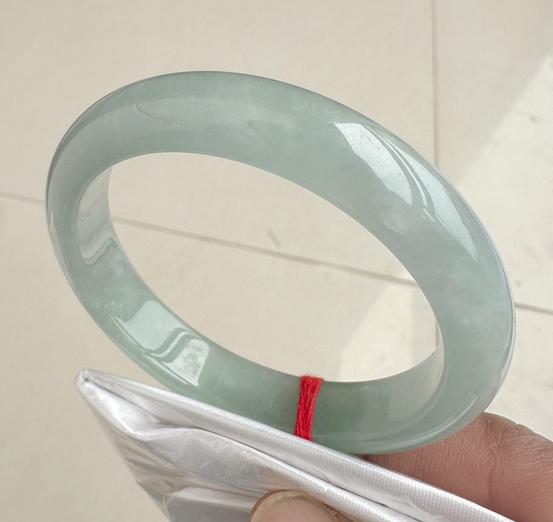 Natural Light Green Grade A Jadeite Bangle Bracelet Authentic Burmese Jade 56mm