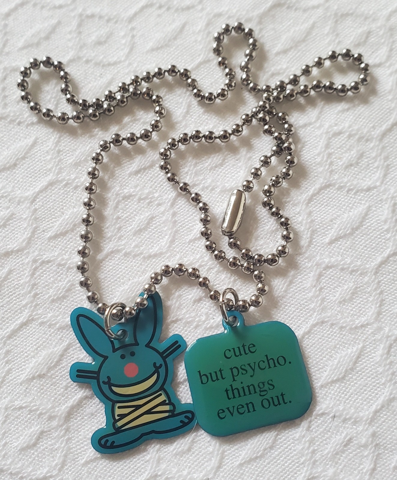 Happy Bunny Dog Tag Necklace Jim Benson Various Titles Choose One
