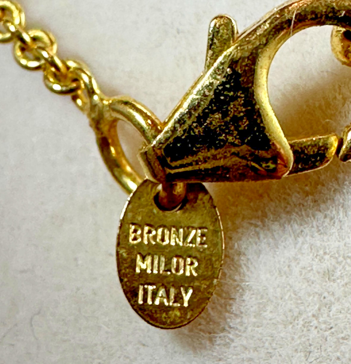 Bronze Milor Italy Necklace With Square Pendant. 5.49g. L- 18 in