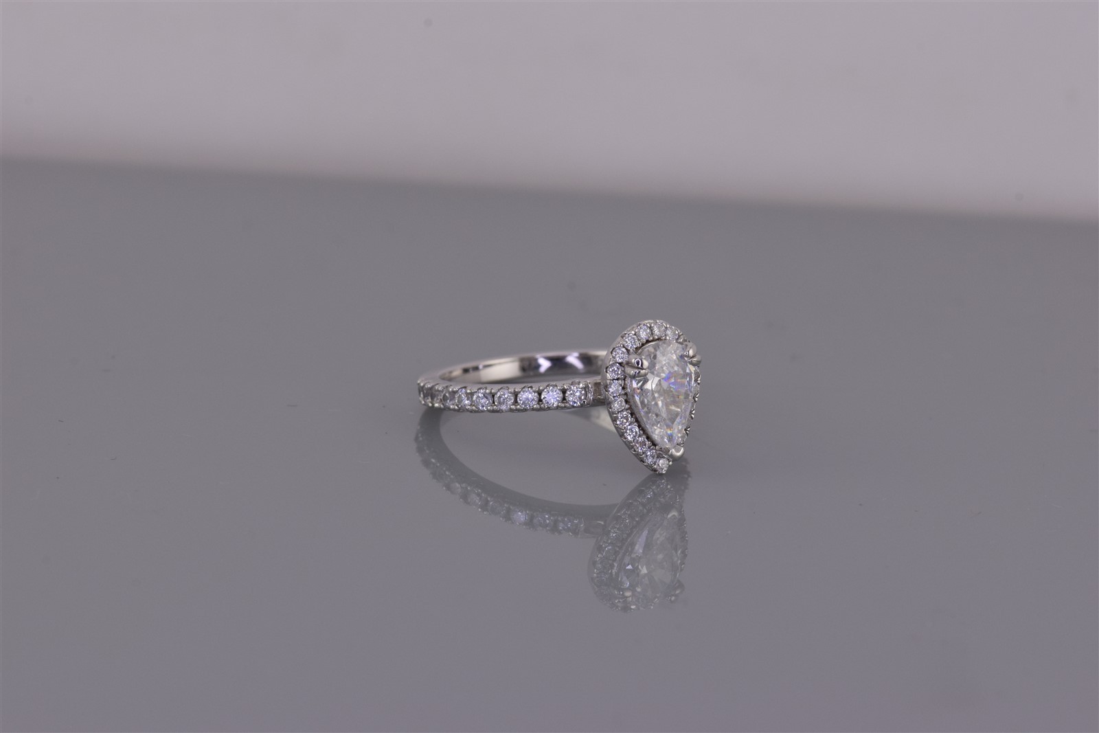 Sterling Silver Pear Cut Cubic Zirconia Halo Accented Band Ring 925 Sz: 6