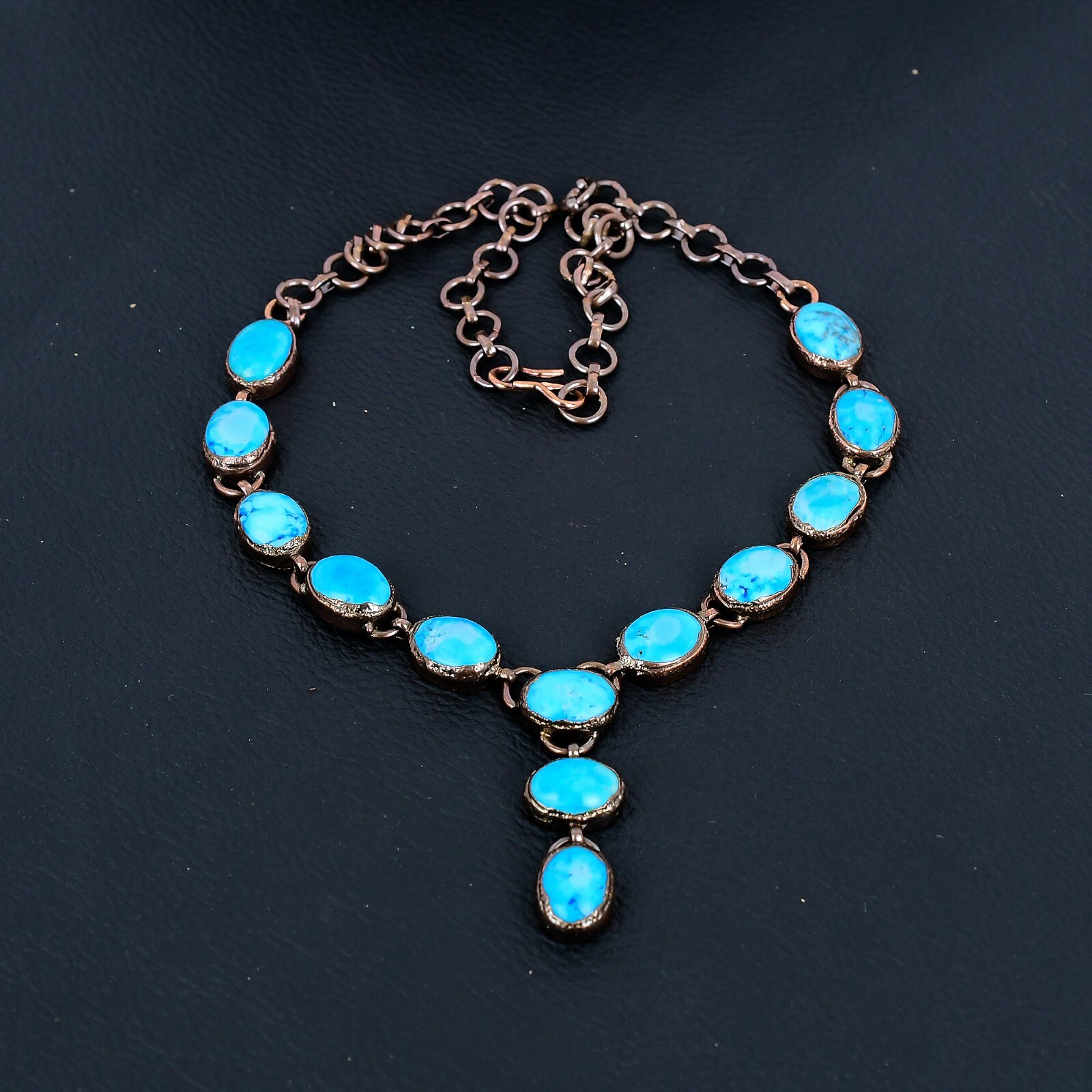 Turquoise Gemstone Copper Electroformed Jewelry Handmade Necklace For Love