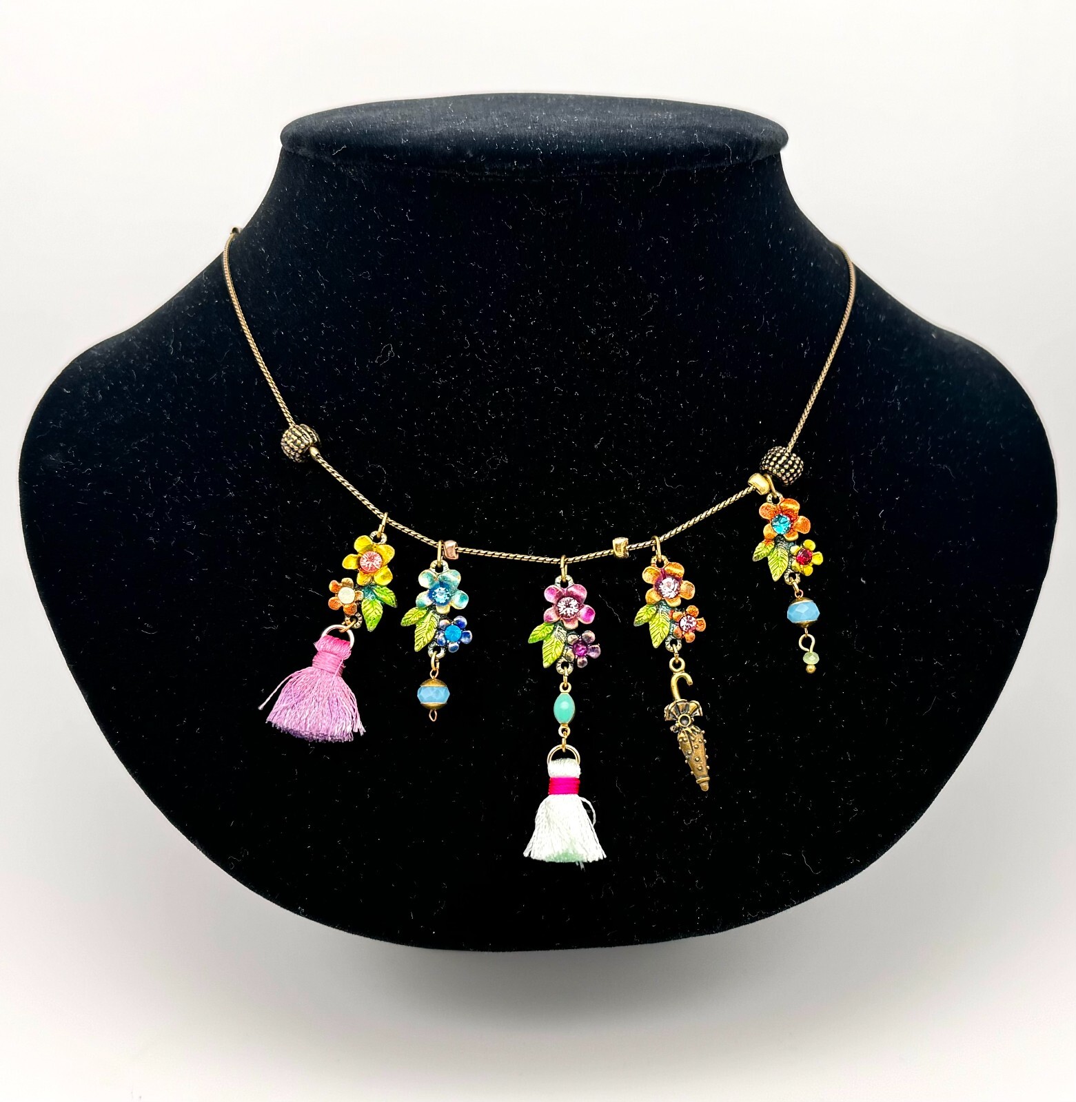 Beautiful Necklace With Small Pendants Crystals By Michal Negrin Unique.