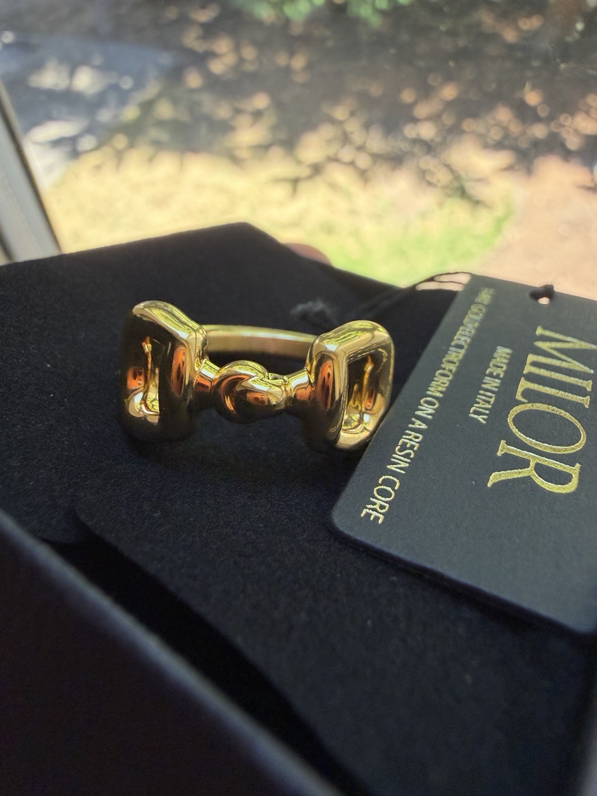Milor 14K Gold Electroform Resin Core Band Ring Size 6 Made in Italy
