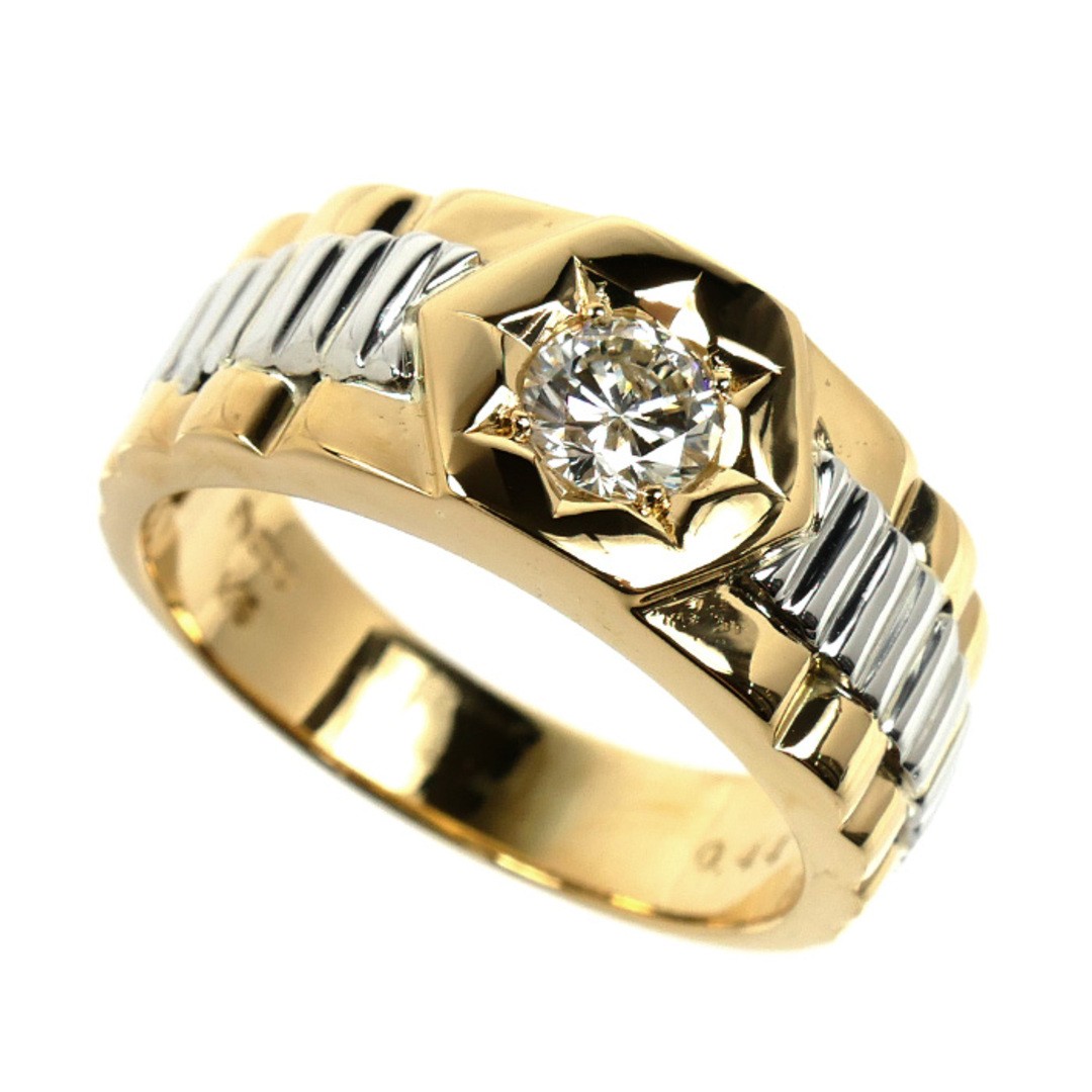 K18YG Yellow Gold Pt900 Platinum Ring & Diamond 0.44ct Size 20 12.0g Used KOER-0