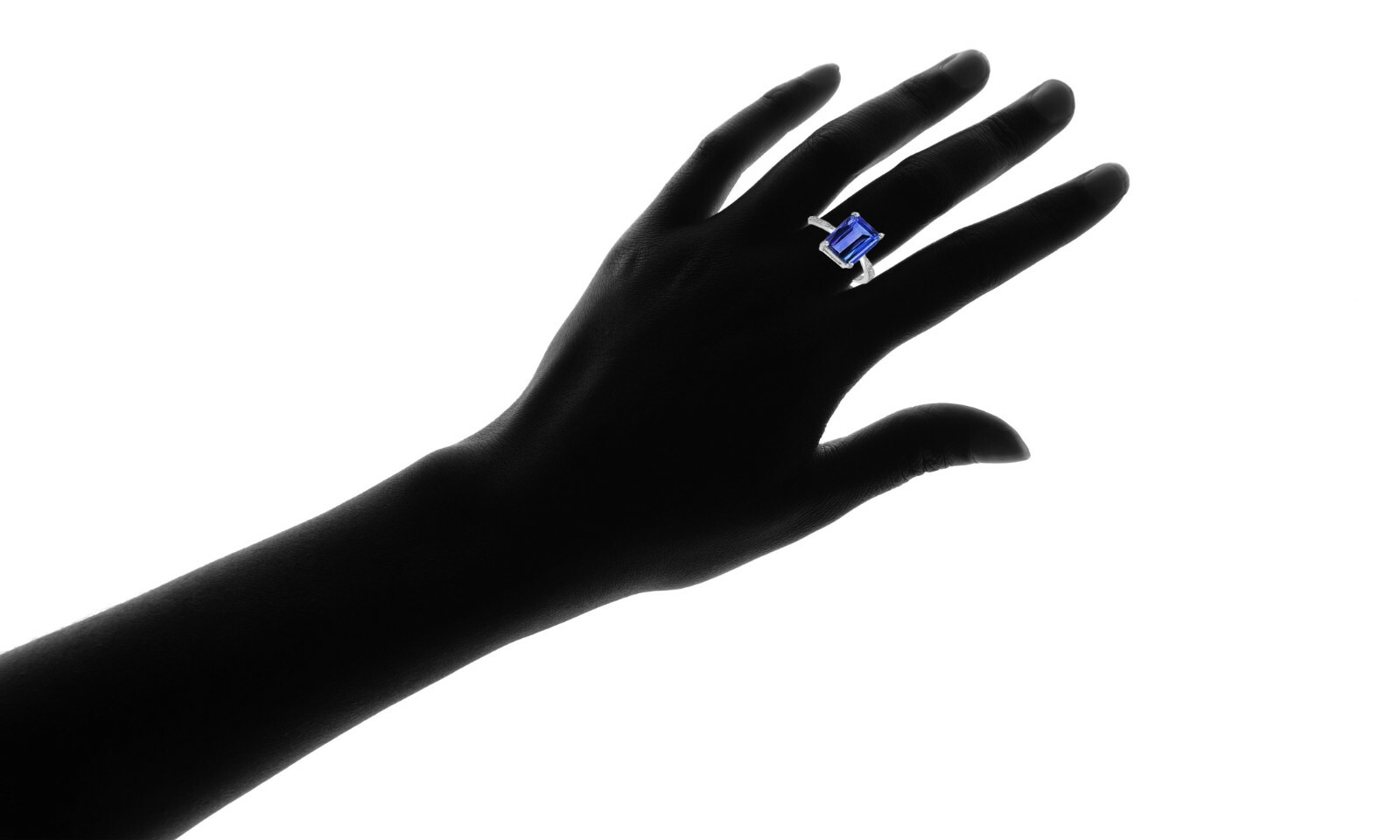 4.00 CTTW Lab Created CZ Tanzanite Emerald Cut Sterling Silver Ring Sizes 6 – 9