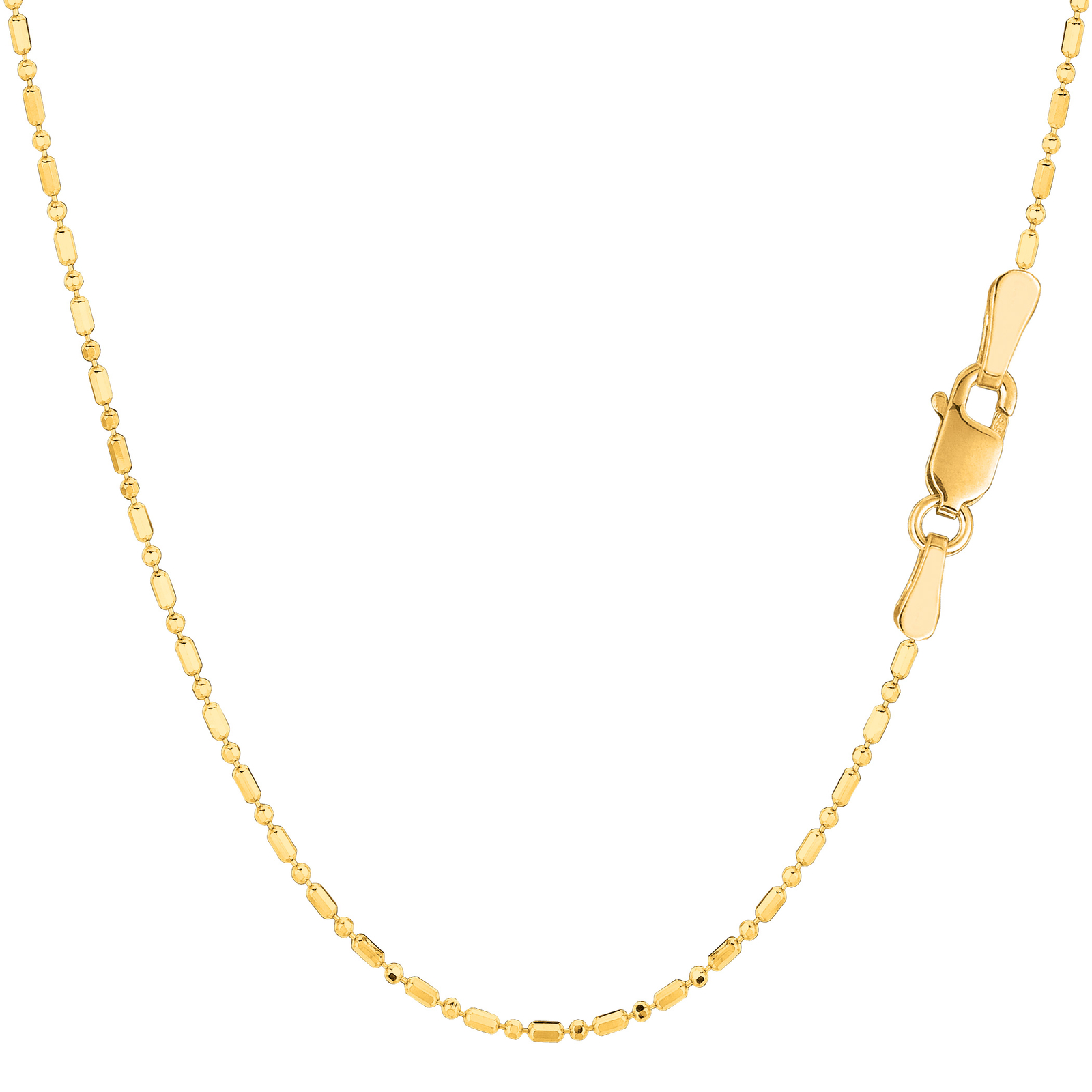 14K Yellow Gold Diamond Cut Bead Chain, Width 1.2mm