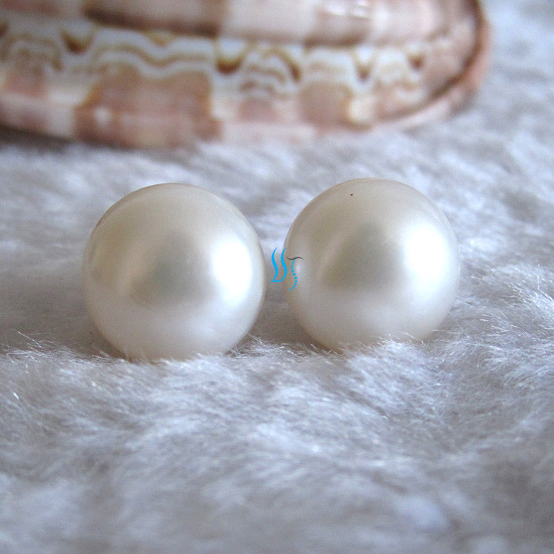 11.5-12.0mm Freshwater Pearl Earrings Stud Earrings AC——MORE COLORS