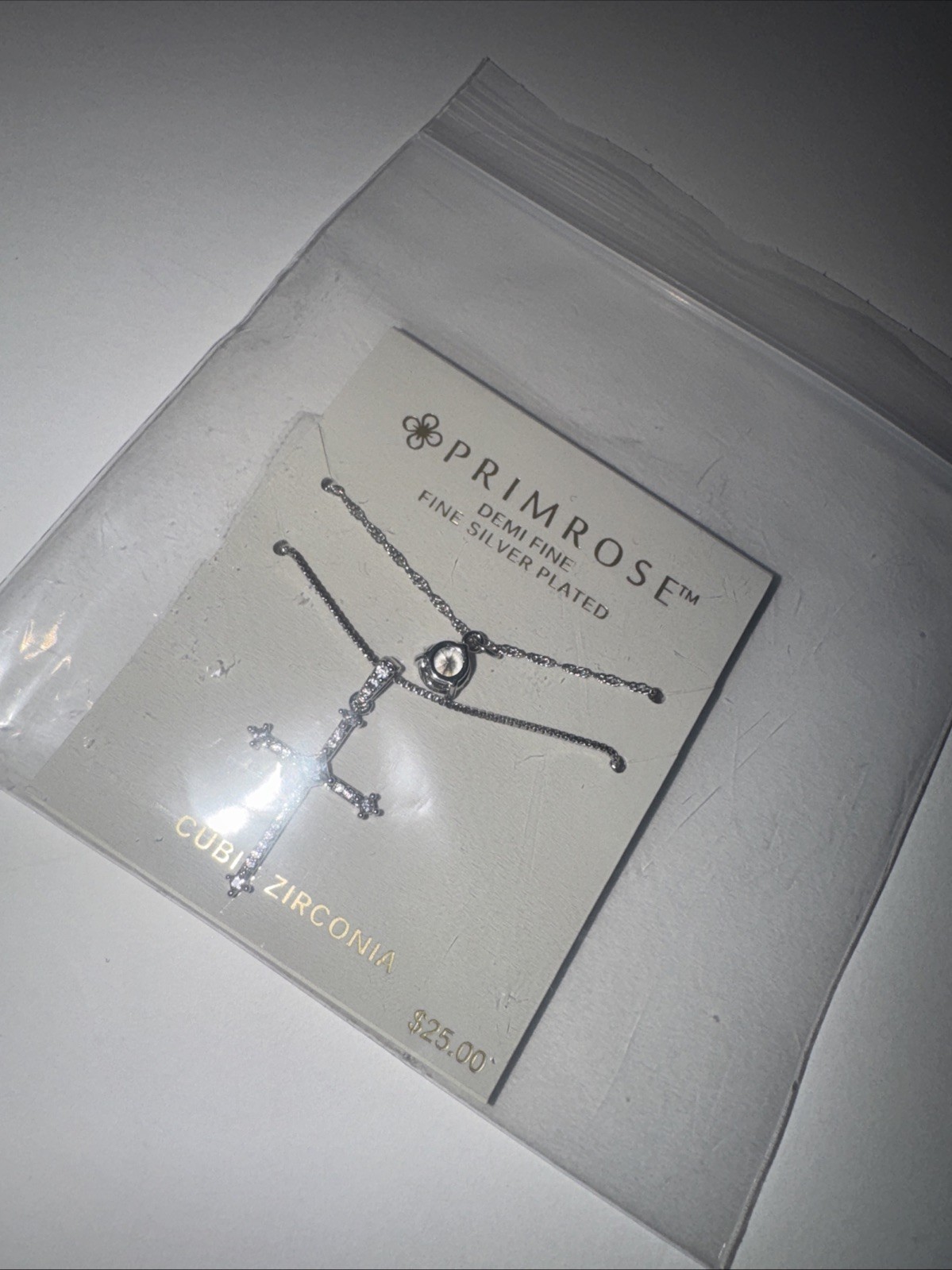 PRIMROSE Silver-Plated Cubic Zirconia Cross Pendant &Round Necklace