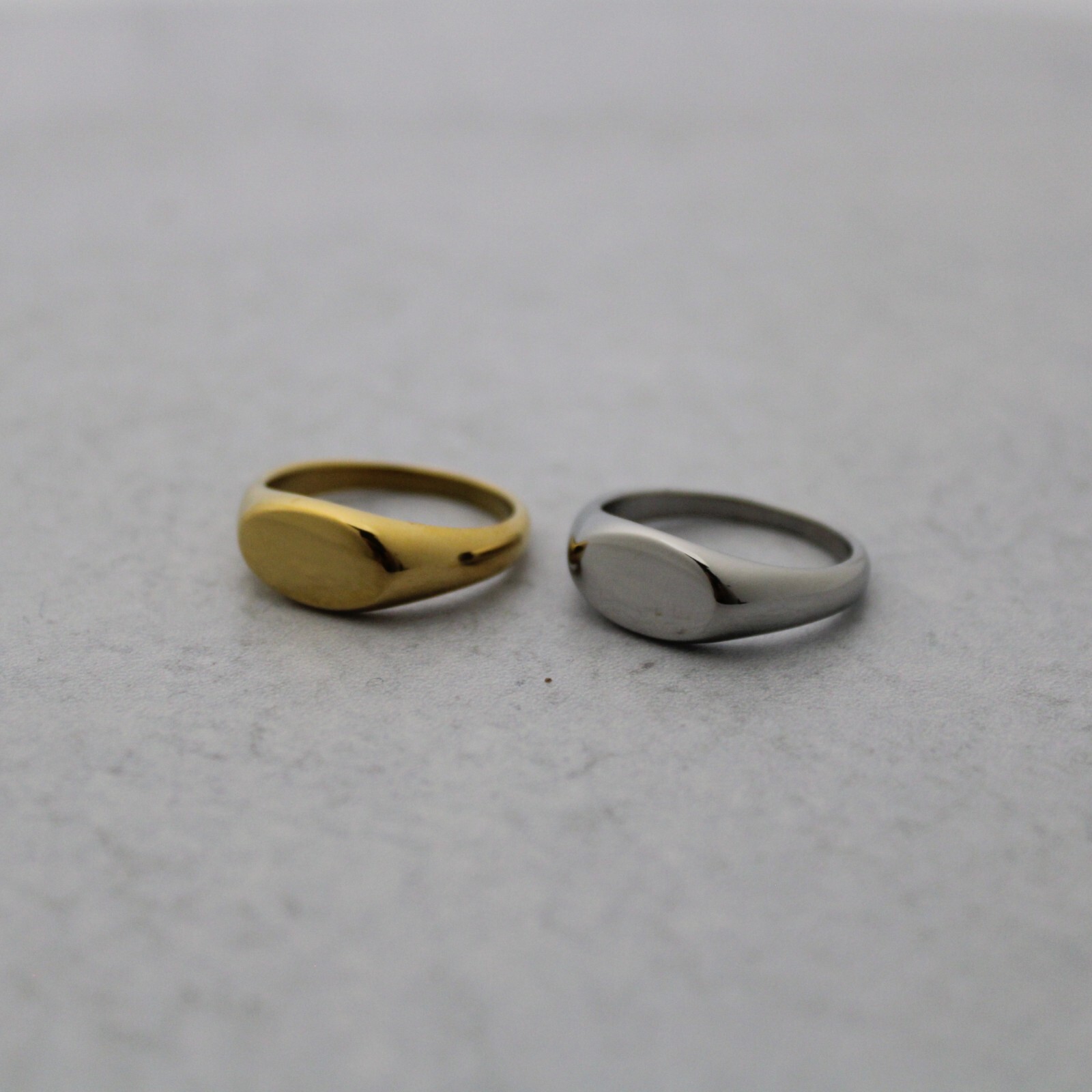 Gold Landscape Oval Signet Ring Stainless Steel Blank Gold Plated Pinky Ring