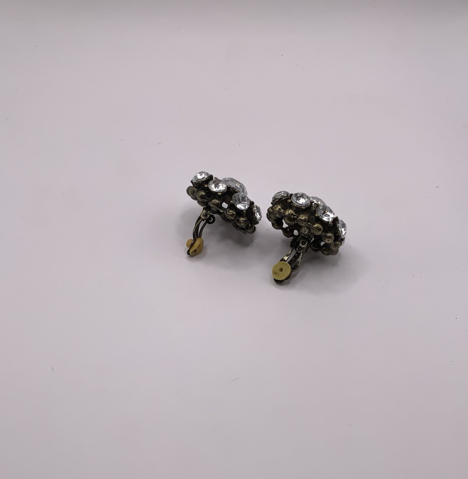 Antique Paste Rhinestone Flower Cluster Stud Earrings Screw Back🥰