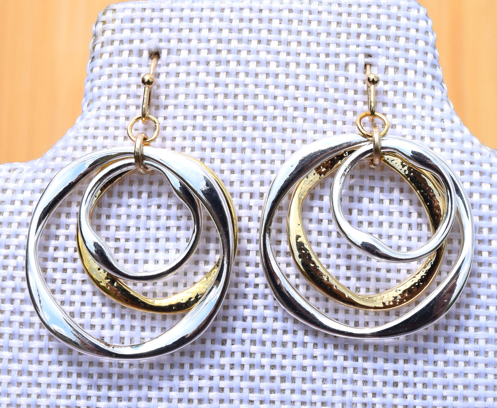 Silver & Gold Twisted Circles Earrings Polished Nickel Free & Hypo Allergenic