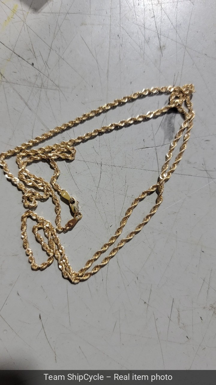 10K Yellow Gold 25mm Diamond Cut Rope Chain Pendant Necklace 1630 G1N