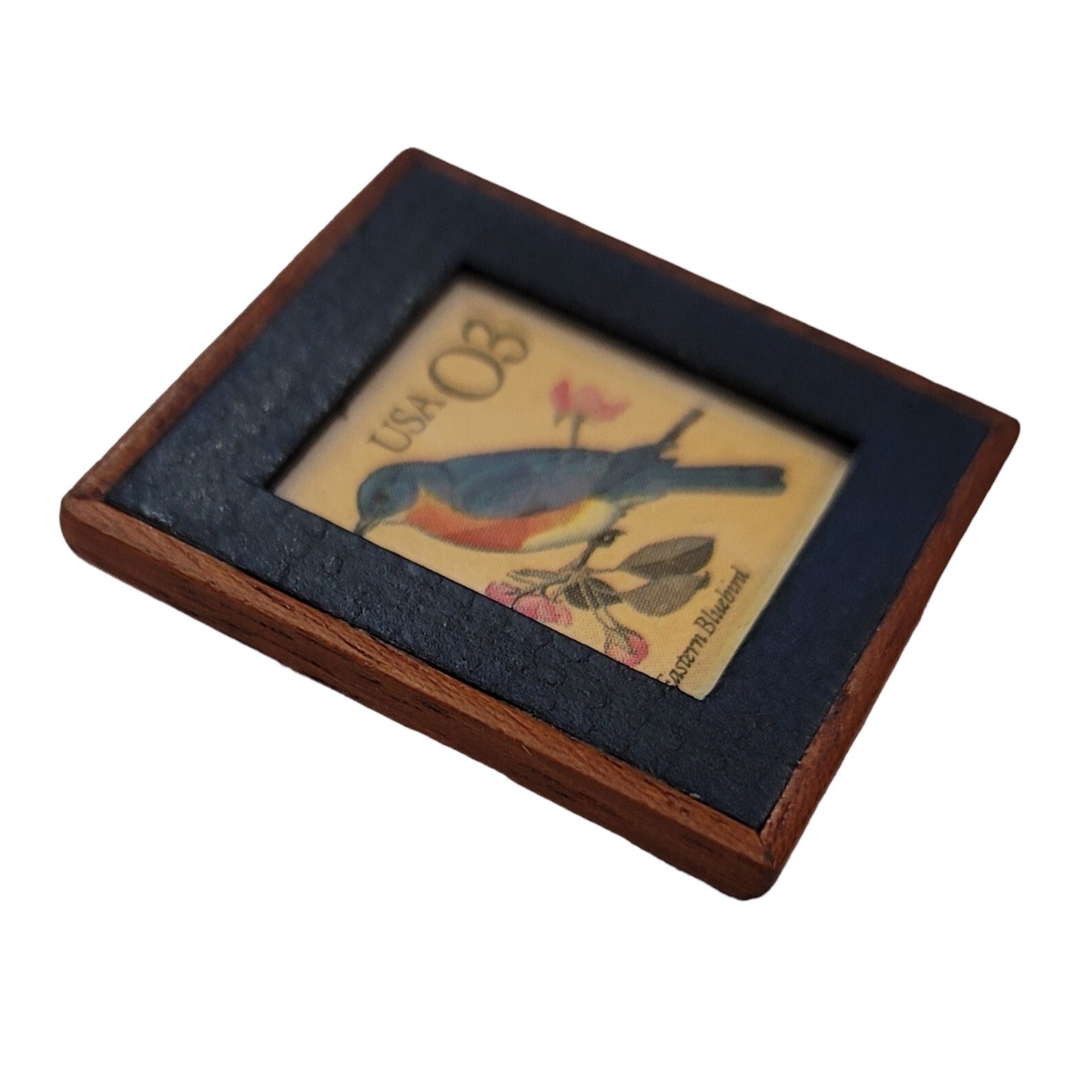 USA 3 Cent Bird Stamp Wood Frame Pin, JJS Postage Due ’92 E878