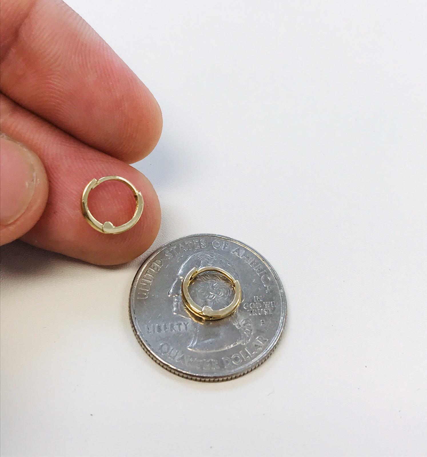 14K Real Gold Dainty Huggies Earrings Women/Men 8.5×9.1mm, Huggies Hoop Earrings