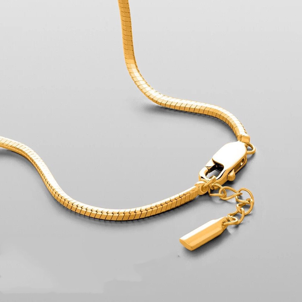 2 Color Men Women 18K Gold Plated Octagonal Snake Chain Bracelet Bangle 3 Length