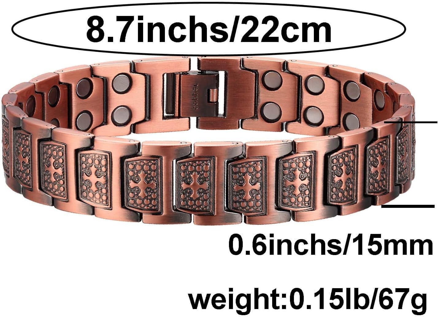 Elegant Copper-Tone Magnetic Bracelet for Men Adjustable Pain Relief Arthritis