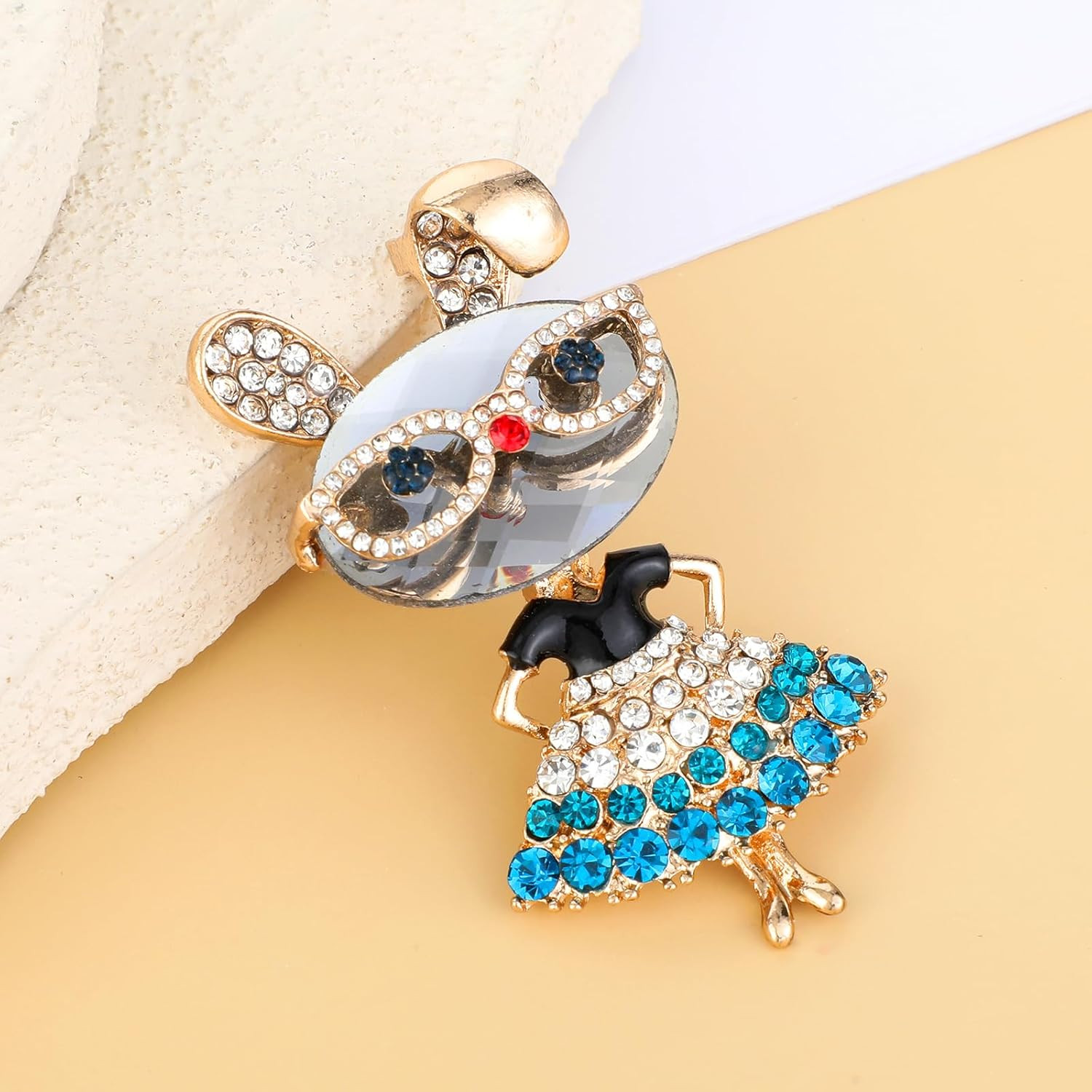 Rhinestone Lady Rabbit Brooch Dainty Cute Christmas Jewelry Crystal Easter Bunny